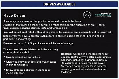 Mercedes розмістила оголошення про пошук пілота Ф1 у журналі Autosport