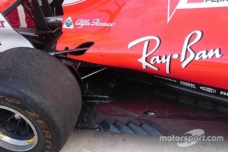 Ferrari: meno slot nel fondo davanti alle ruote posteriori della SF70H