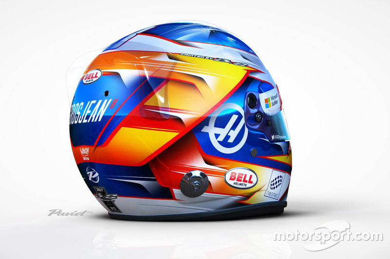 De 2017-helm van Romain Grosjean, Haas F1 Team