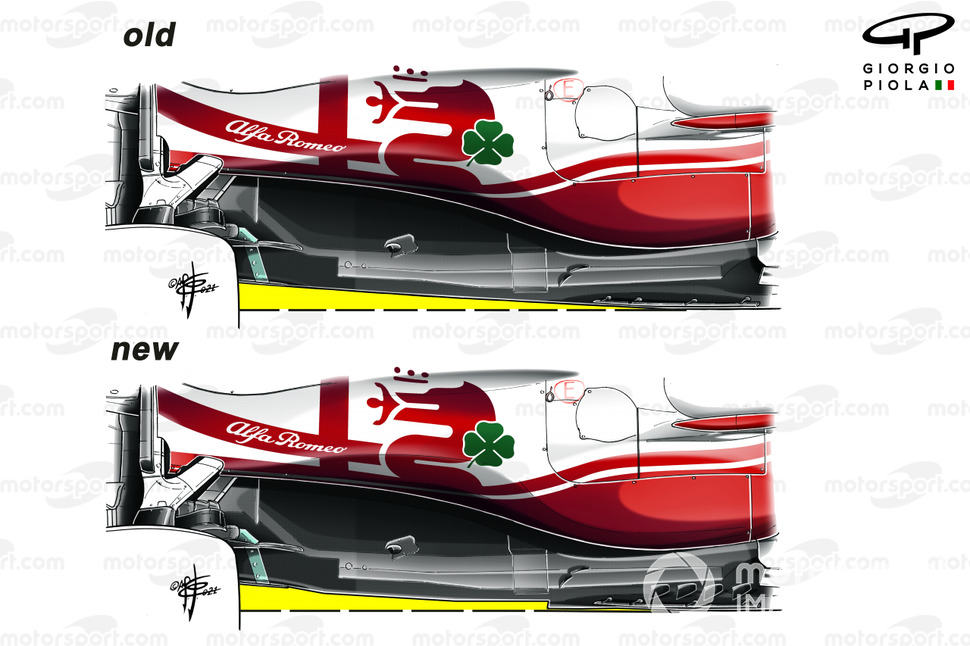 Alfa Romeo Racing C41 floor comparison