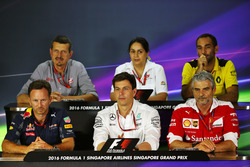 The FIA Press Conference (from back row (L to R)): Guenther Steiner, Haas F1 Team Principal; Monisha