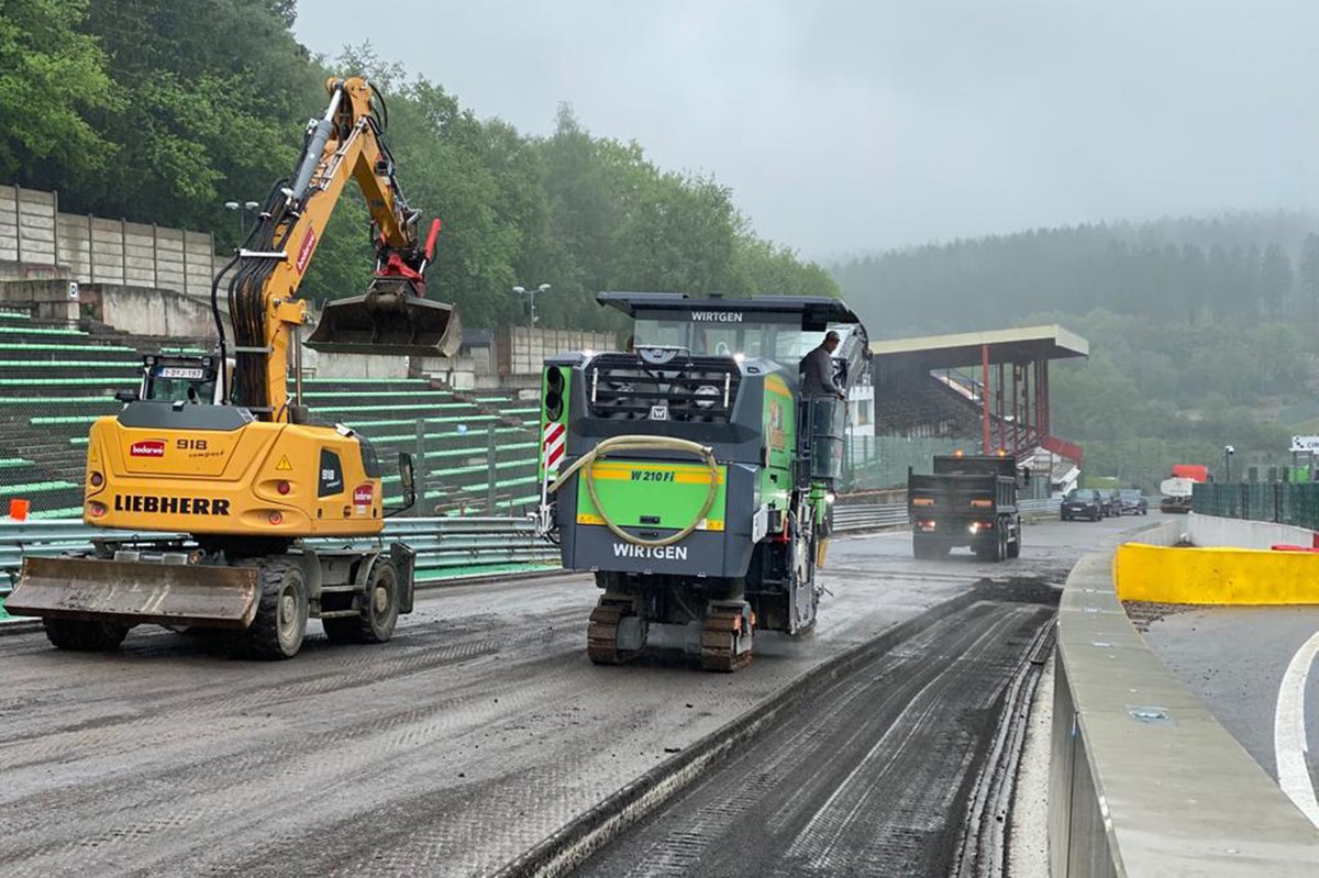 Trabajos en la pista de Spa-Francorchamps.