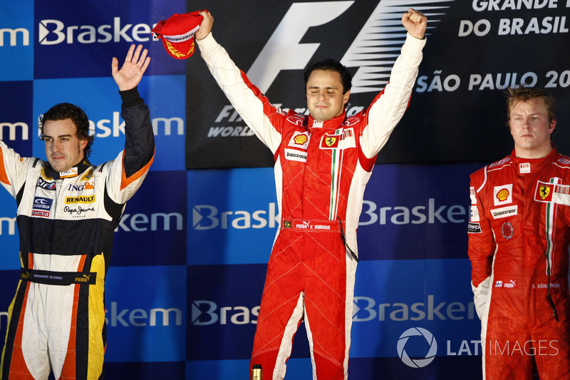 2008: 1. Felipe Massa, 2. Fernando Alonso, 3. Kimi Räikkönen