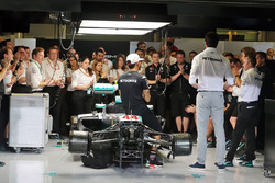 Lewis Hamilton, Mercedes AMG F1; Toto Wolff, Mercedes AMG F1 Shareholder and Executive Director; Nic