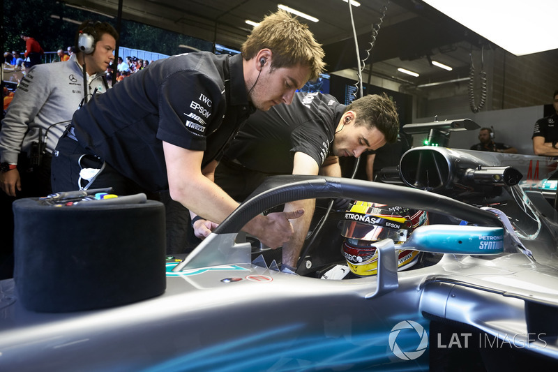 Lewis Hamilton, Mercedes AMG F1, with halo