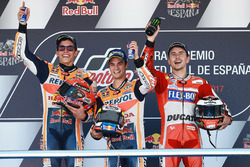 Podio: il vincitore della gara Dani Pedrosa, Repsol Honda Team, il secondo classificato Marc Marquez, Repsol Honda Team, il terzo classificato Jorge Lorenzo, Ducati Team