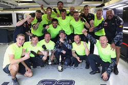 Max Verstappen, Red Bull Racing celebrates finishing third