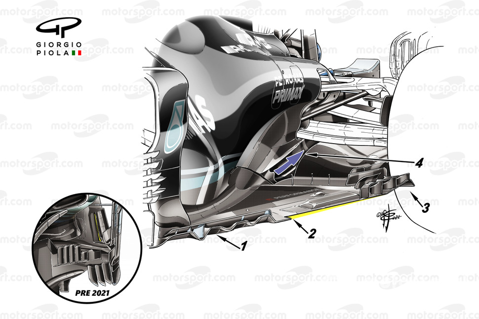 El piso del Mercedes AMG F1 W12.