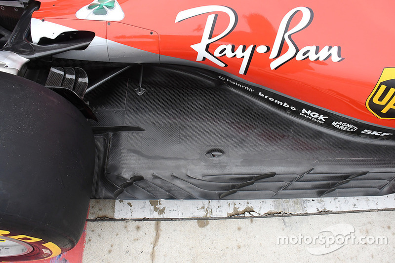 Ferrari SF71H, padlólemez és a peremen sorakozó nyílások, légterelők