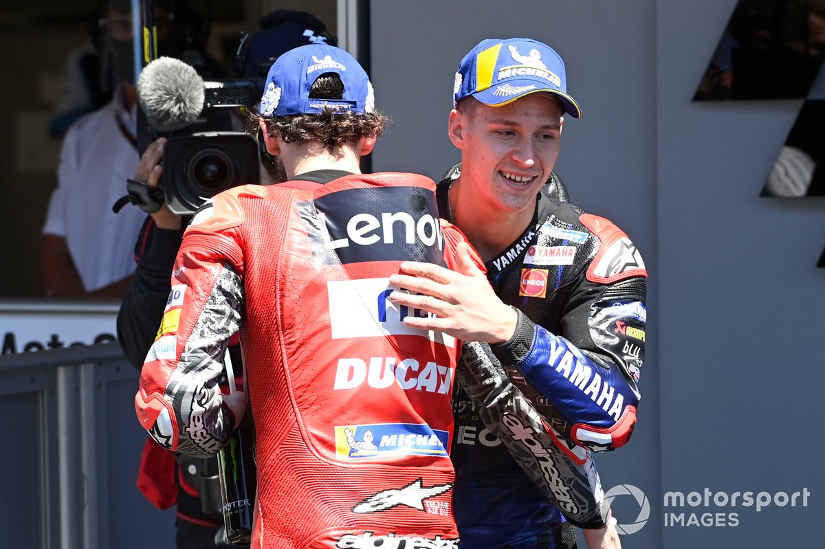Fabio Quartararo, Yamaha Factory Racing, dan Francesco Bagnaia, Ducati Team