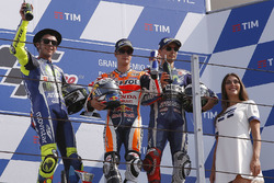 Podium: second place Valentino Rossi, Yamaha Factory Racing, race winner Dani Pedrosa, Repsol Honda