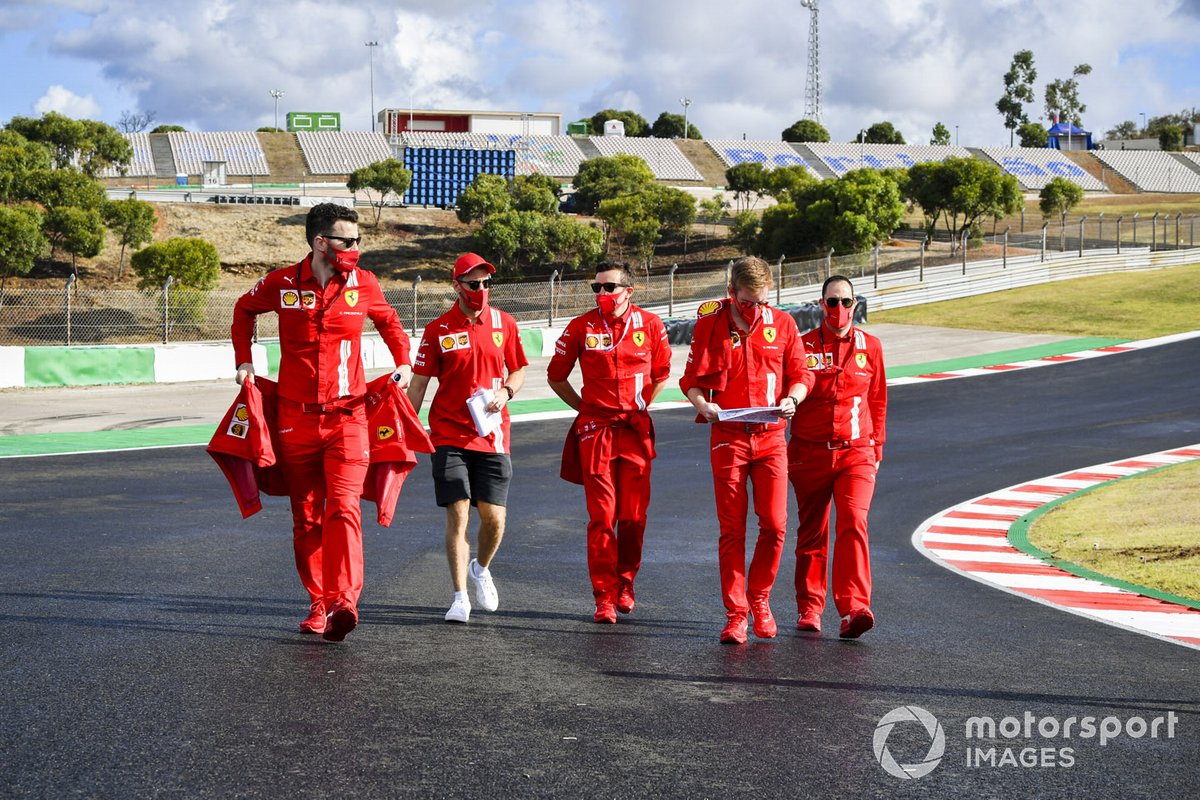 Sebastian Vettel, Ferrari walks the track with his team