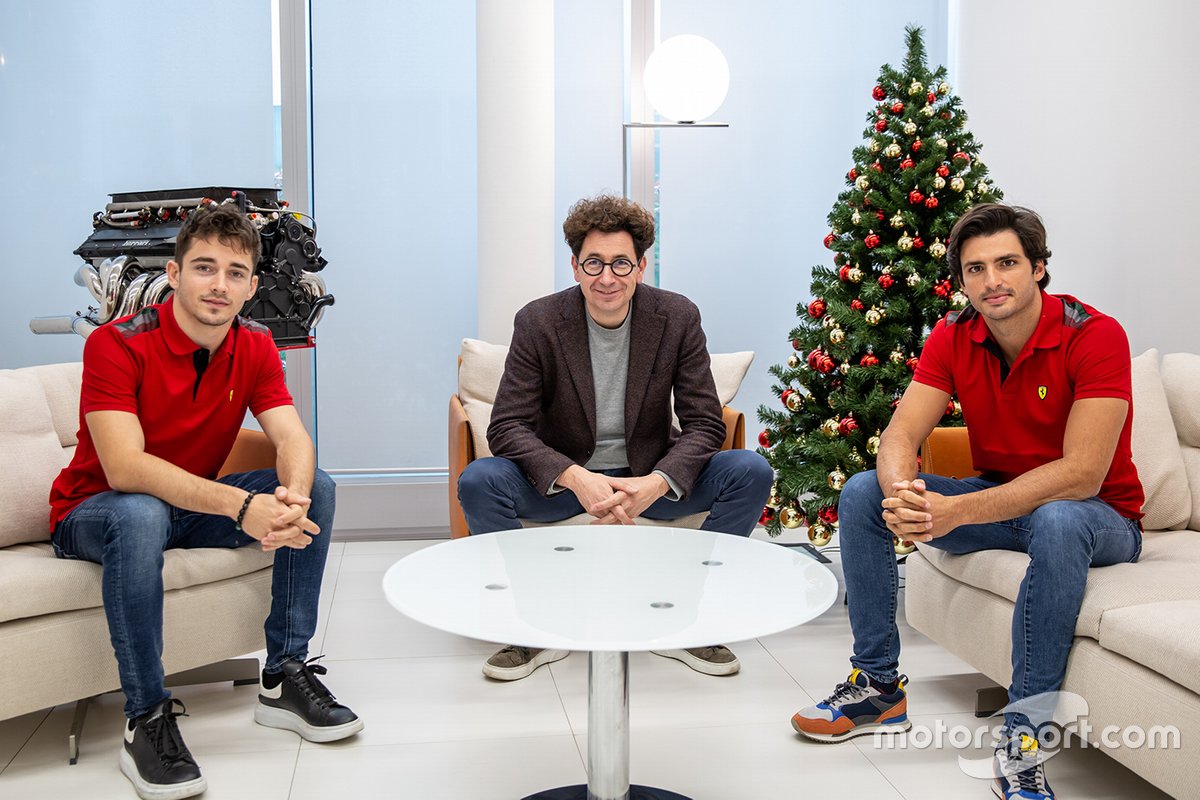 Charles Leclerc, Mattia Binotto et Carlos Sainz Jr. chez Ferrari