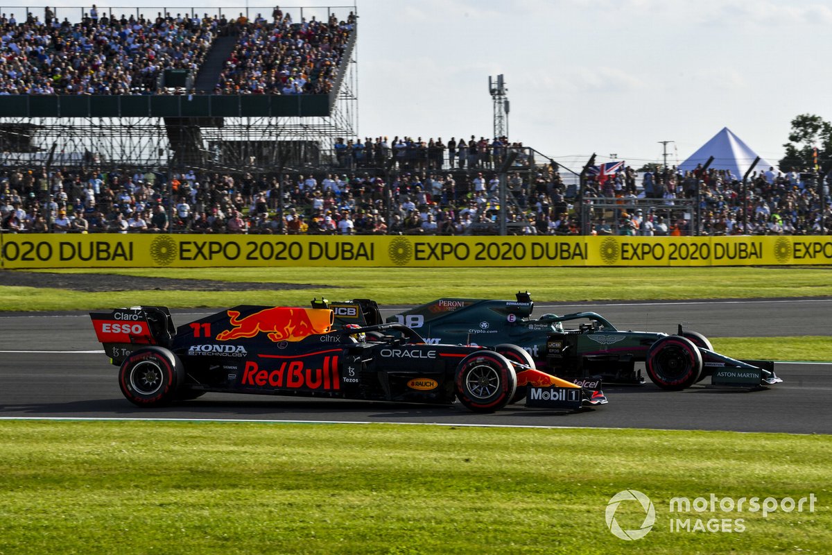Lance Stroll, Aston Martin AMR21, Sergio Perez, Red Bull Racing RB16B