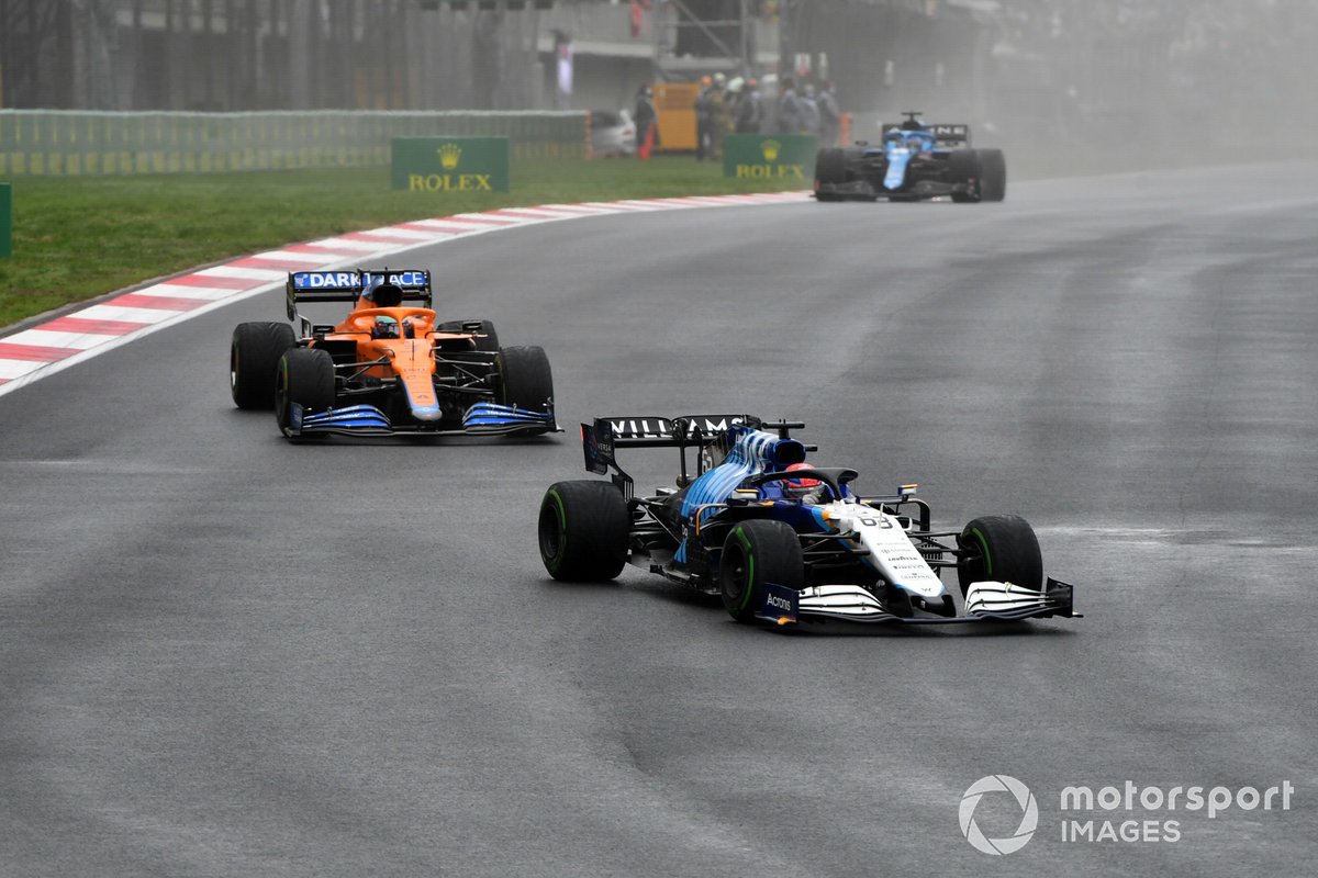 George Russell, Williams FW43B, Daniel Ricciardo, McLaren MCL35M