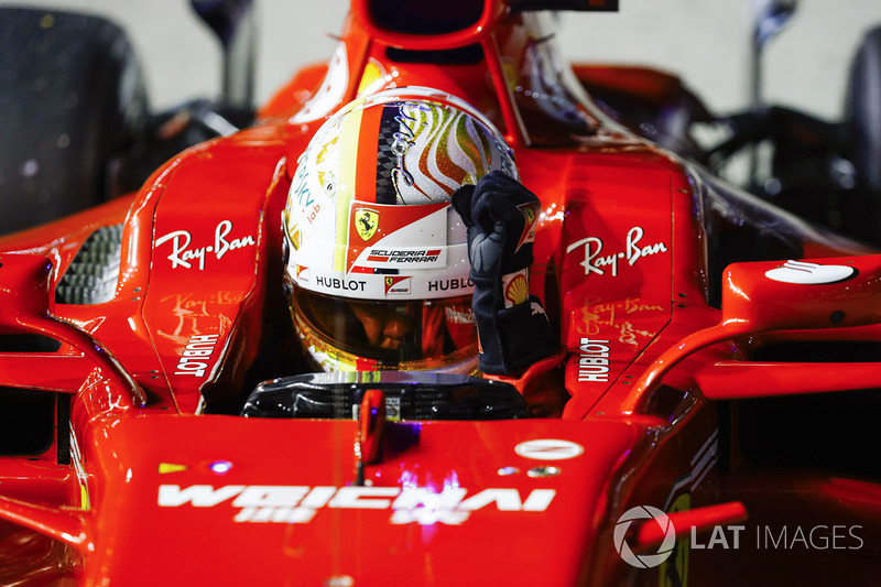 Pole sitter Sebastian Vettel, Ferrari
