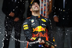 Race winner Daniel Ricciardo, Red Bull Racing, sprays Champagne on the podium