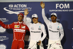 Polesitter Valtteri Bottas, Mercedes AMG F1; 2. Lewis Hamilton, Mercedes AMG F1; 3. Sebastian Vettel