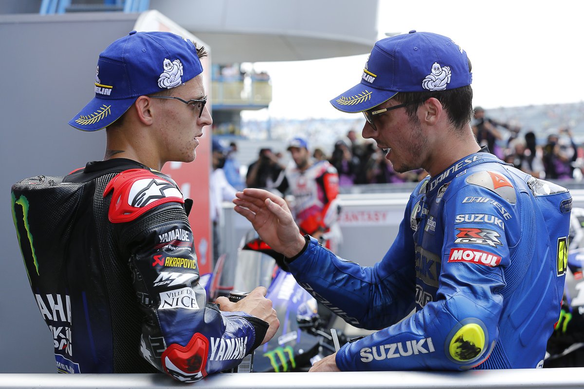 Pemenang Fabio Quartararo, Yamaha Factory Racing, peringkat ketiga Joan Mir, Tim Suzuki MotoGP