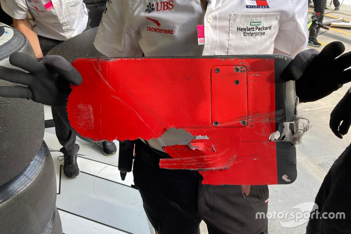 Debris of the car of Valtteri Bottas, Mercedes F1 W11