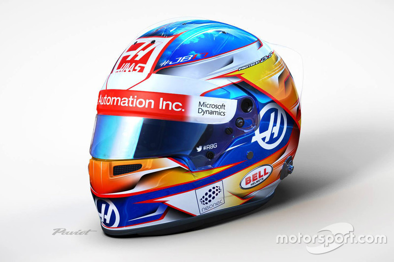 De 2017-helm van Romain Grosjean, Haas F1 Team