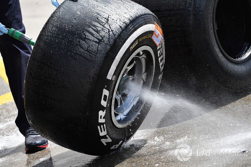 Pirelli tyres are washed