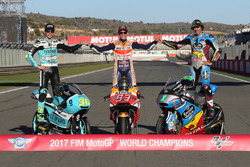 Moto3-kampioen Joan Mir, Leopard Racing MotoGP-kampioen Marc Marquez, Repsol Honda Team, Moto2-kampi