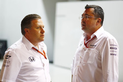 Zak Brown, McLaren-Chef, Eric Boullier, McLaren-Rennleiter
