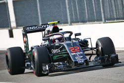 Jenson Button, McLaren MP4-31 met de halo cockpitbescherming