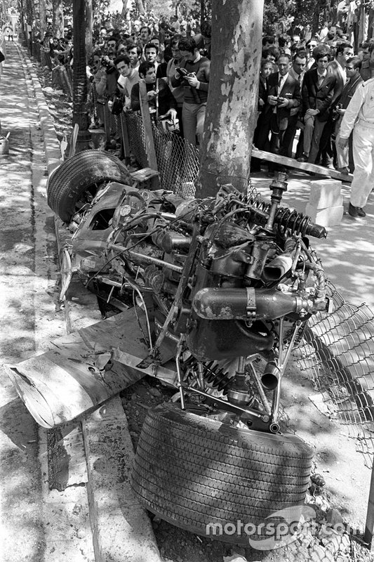 Les restes de la Lotus de Jochen Rindt