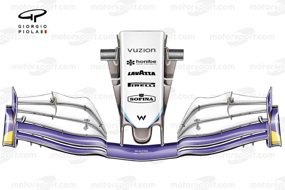 Detalle del ala delantera del Williams FW43B en el GP de Italia.