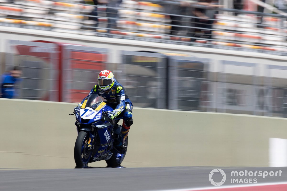 Dominique Aegerter, Ten Kate Racing Yamaha, saat turun di FP1 WSSP Argentina di Sirkuit San Juan, Jumat (15/10/2021).