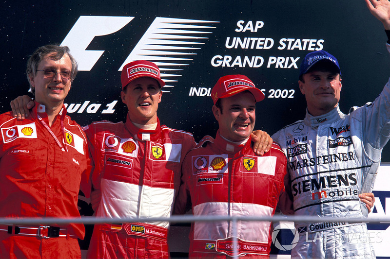 2002: 1. Rubens Barrichello, 2. Michael Schumacher, 3. David Coulthard