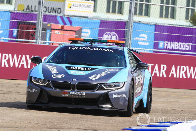 German Football Star Lothar Matthäus, in the BMW i8 Qualcomm safety car with Bruno Corriea