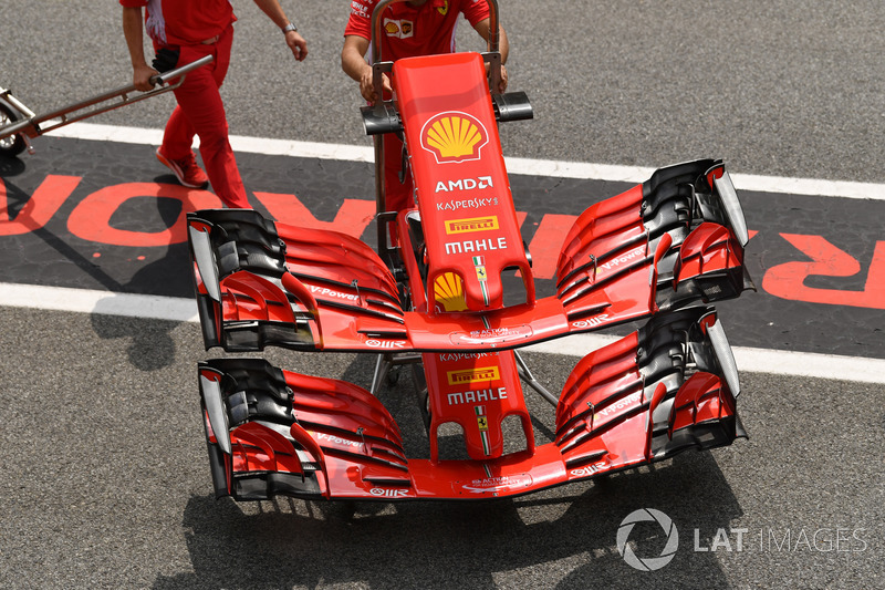 El morro de Ferrari SF71H, alerones delanteros