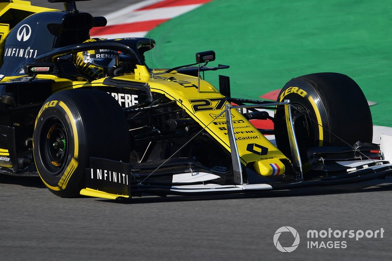 Nico Hulkenberg, Renault F1 Team R.S. 19, con due tiranti sull'ala anteriore
