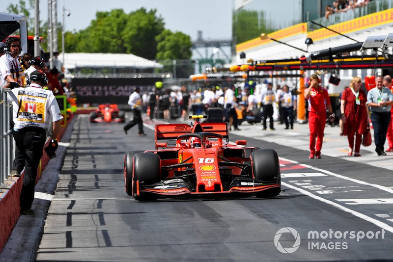 Charles Leclerc, Ferrari SF90, in the pit lane