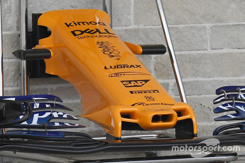 McLaren MCL33, il muso per il GP degli USA senza le paratie laterali