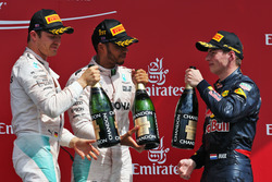 The podium (L to R): Nico Rosberg, Mercedes AMG F1, second; Lewis Hamilton, Mercedes AMG F1, race wi