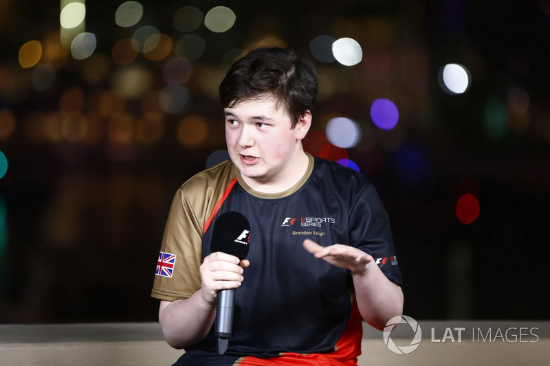 Brendon Leigh celebrates after winning the E-Sports event
