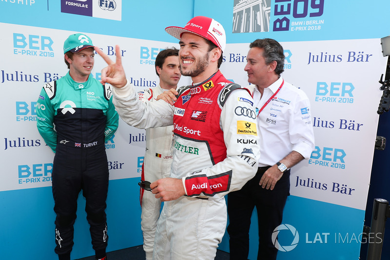 Daniel Abt, Audi Sport ABT Schaeffler, celebrates his pole position