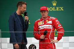 Jenson Button, McLaren and Kimi Raikkonen, Ferrari on the podium