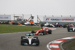Lewis Hamilton, Mercedes AMG F1 W08, leads Sebastian Vettel, Ferrari SF70H, Valtteri Bottas, Mercede