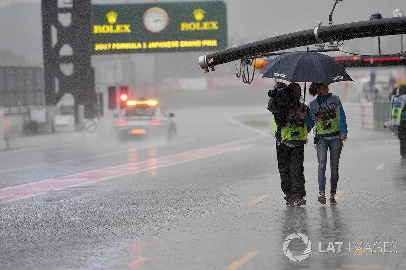 Rain in pit lane