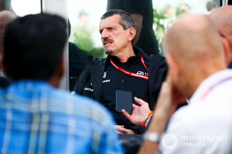 Guenther Steiner, Team Principal, Haas F1 speaks to the media