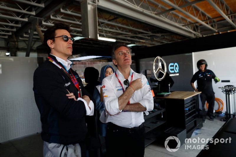 Toto Wolff, Husband of Susie Wolff, Team Principal, Venturi with Alejandro Agag, Chairman of Formula E