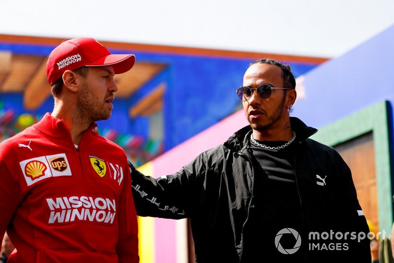 Sebastian Vettel, Ferrari et Lewis Hamilton, Mercedes AMG F1