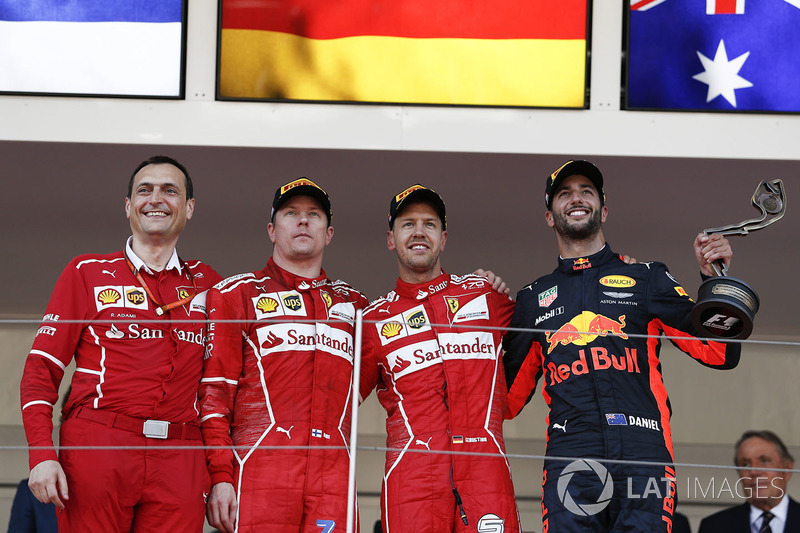 Monaco GP - Kazanan Sebastian Vettel, 2. Kimi Raikkonen, 3. Daniel Ricciardo