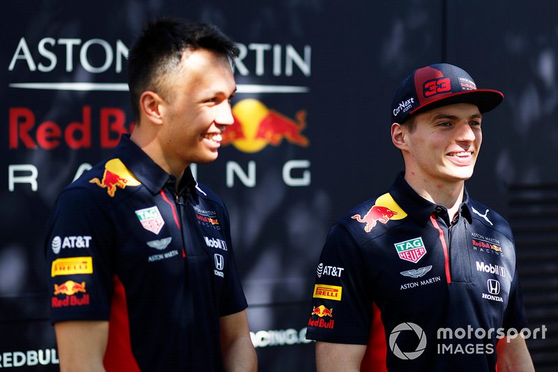Alex Albon, Red Bull Racing, and Max Verstappen, Red Bull Racing