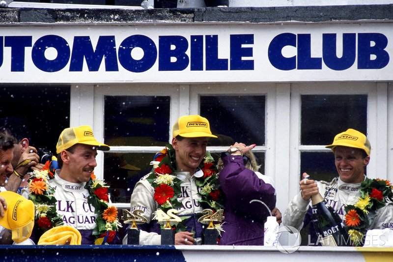 Podium: Jan Lammers, Johnny Dumfries, Andy Wallace, Jaguar XJR-9 LM